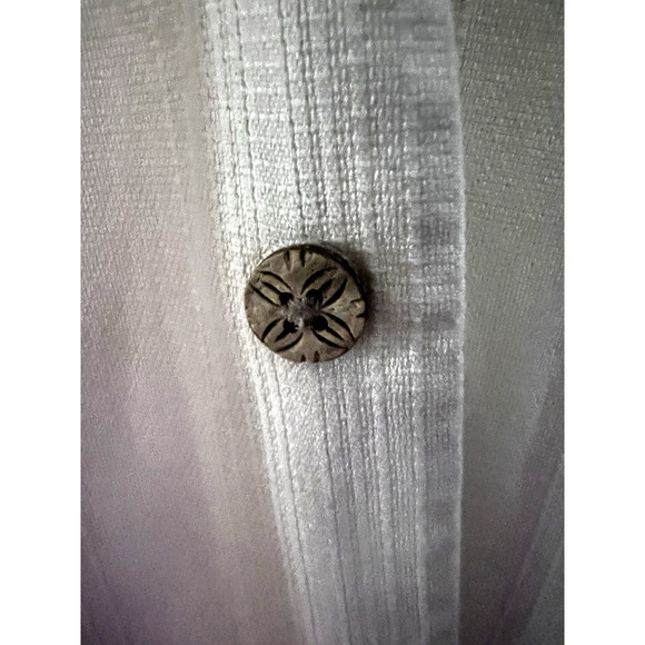 Tommy Bahama White Silk Button Up Shirt Large Pocket Happy New Year Cocktails - Picture 8 of 11